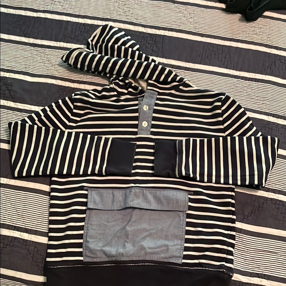 Striped Hoodie with Front Pocket